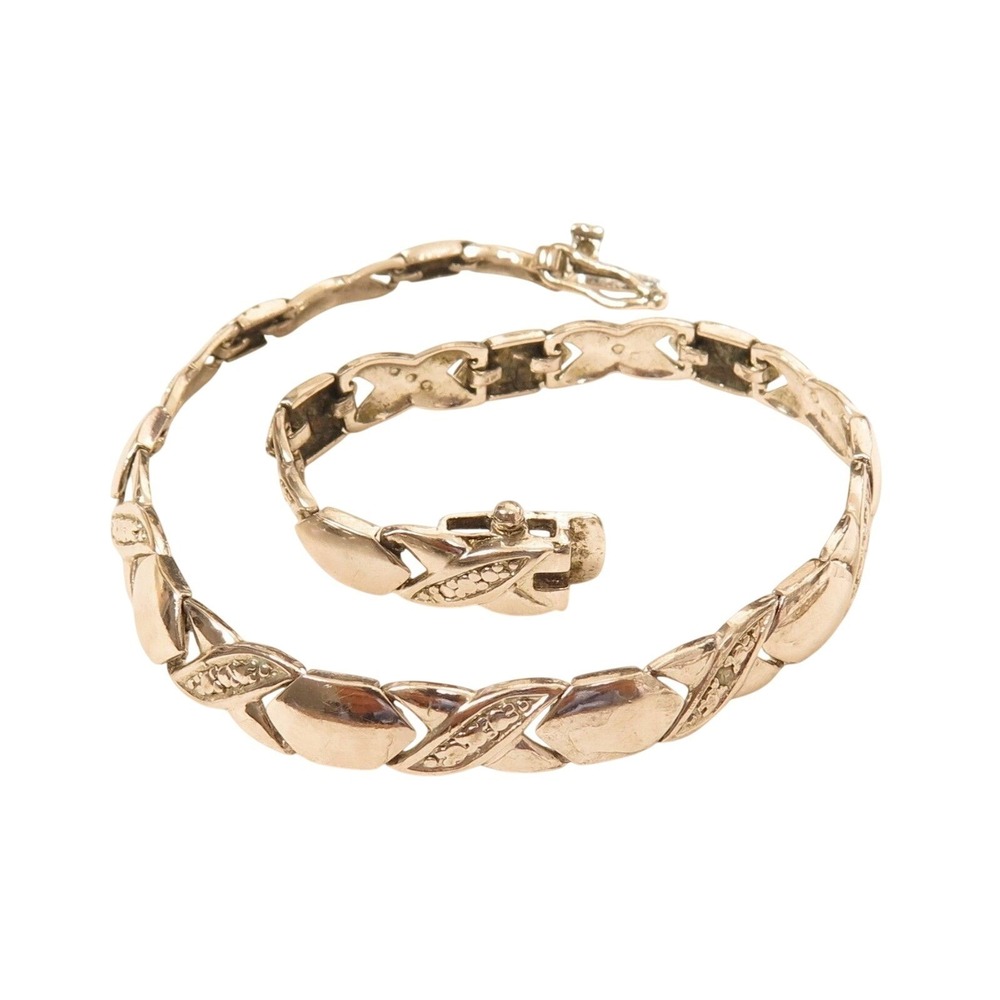 VINTAGE STERLING SILVER CRISS CROSS BRAID BRACELET FAS 925 7-1/2"‎